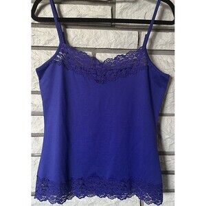 Lace Trimmed Purple Tank Top 90s Y2K Camisole Women’s M Sexy Intimates NWT